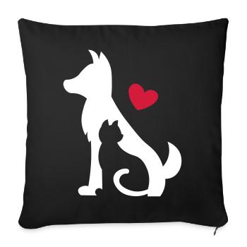 Heart for dogs and cats - heart for dogs and cats <3 - Sofa pillowcase 17,3'' x 17,3'' (45 x 45 cm) - black - Front