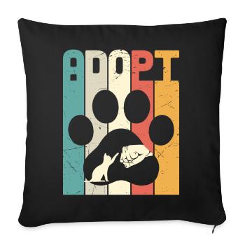 Adopt Cat - Sofakissenbezug 45 x 45 cm - Schwarz - Vorne