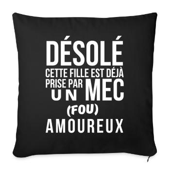 amoureux, amoureuse, fou amoureux - Housse de coussin décorative 45 x 45 cm - noir - Devant
