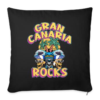 Gran Canaria Summer Sun Beach Palm Trees Skull - Sofa pillowcase 17,3'' x 17,3'' (45 x 45 cm) - black - Front