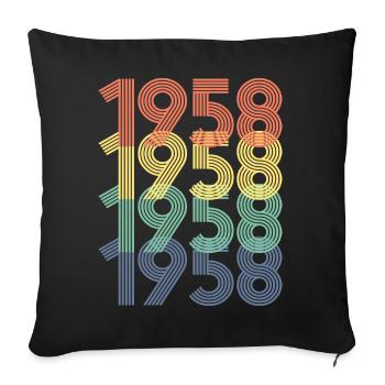 Cool Retro 1958, 64 ans, cadeau de 64e anniversaire - Housse de coussin décorative 45 x 45 cm - noir - Devant