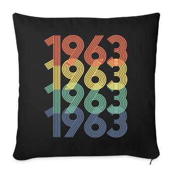 Cool Retro 1963, 60 ans, cadeau de 60e anniversaire - Housse de coussin décorative 45 x 45 cm - noir - Devant