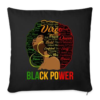 Afro Power Word Cloud Portrait - Sofa pillowcase 17,3'' x 17,3'' (45 x 45 cm) - black - Front