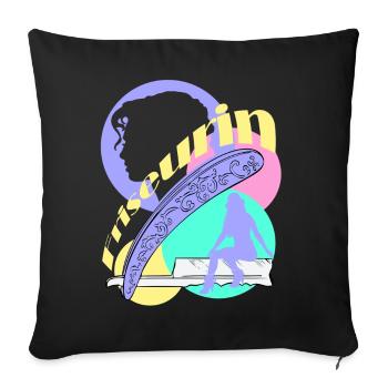 Coiffeur Rasoir Femme Tête Silhuoette - Housse de coussin décorative 45 x 45 cm - noir - Devant