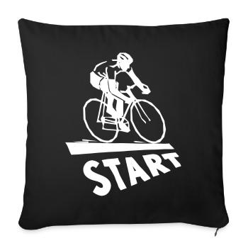 start, vélo, cyclisme, cycliste - Housse de coussin décorative 45 x 45 cm - noir - Devant