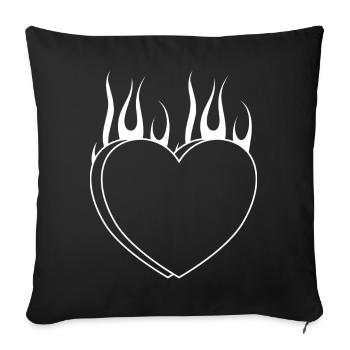 Burning heart - Sofa pillowcase 17,3'' x 17,3'' (45 x 45 cm) - black - Front