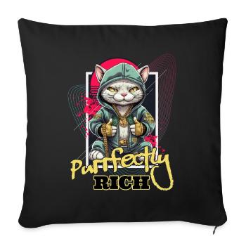 Cat Empire Luxury Money Gold Bijoux Cat Cats - Housse de coussin décorative 45 x 45 cm - noir - Devant