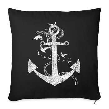 Distressed Anchor Maritime Design - Sofakissenbezug 45 x 45 cm - Schwarz - Vorne