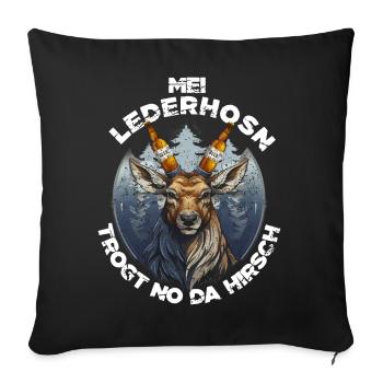 Lederhosen Hirsch Bierkrone Volksfest - Sofakissenbezug 45 x 45 cm - Schwarz - Vorne