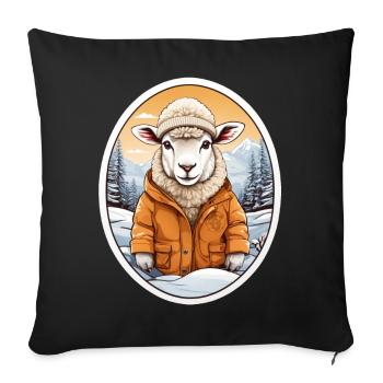 Cute cuddly sheep - Sofa pillowcase 17,3'' x 17,3'' (45 x 45 cm) - black - Front