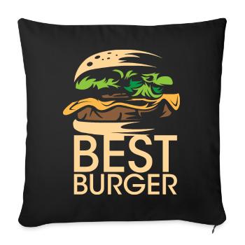 meilleur burger Symbol Food Restaurant Smashburger - Housse de coussin décorative 45 x 45 cm - noir - Devant