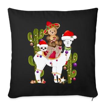 Christmas in Mexico Alpaca, Sloth and Bear - Sofa pillowcase 17,3'' x 17,3'' (45 x 45 cm) - black - Front