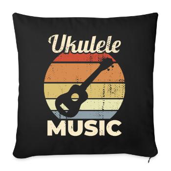 Musique Ukulélé Vintage - Housse de coussin décorative 45 x 45 cm - noir - Devant