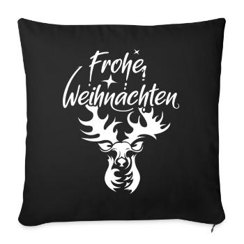 frohe weihnachten rentier elch hirsch Illustration - Sofakissenbezug 45 x 45 cm - Schwarz - Vorne