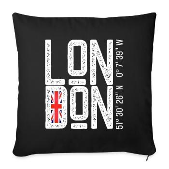 London Flag Distressed Typo - Sofa pillowcase 17,3'' x 17,3'' (45 x 45 cm) - black - Front