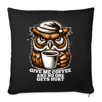 Owl Coffee Tired Gift - Sofa pillowcase 17,3'' x 17,3'' (45 x 45 cm) - black - Front
