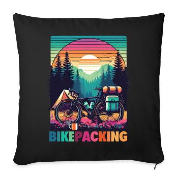 Bikepacking Sunset Adventure - Sofa pillowcase 17,3'' x 17,3'' (45 x 45 cm) - black - Front