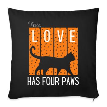 Love Has Four Paws Cat Silhouette - Sofa pillowcase 17,3'' x 17,3'' (45 x 45 cm) - black - Front