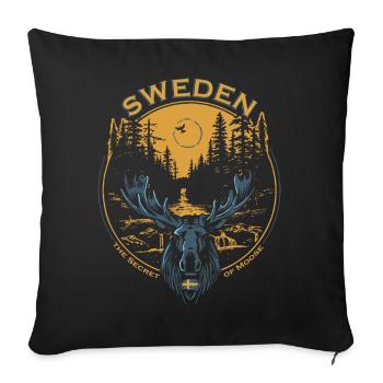 Sweden - Moose - Nature - Sofakissenbezug 45 x 45 cm - Schwarz - Vorne