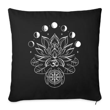 Lotus Lotus Flower Moon Phases Compass - Sofa pillowcase 17,3'' x 17,3'' (45 x 45 cm) - black - Front
