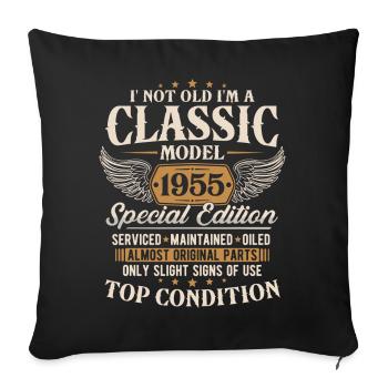Cadeau d’anniversaire classique 1955 Vintage - Housse de coussin décorative 45 x 45 cm - noir - Devant