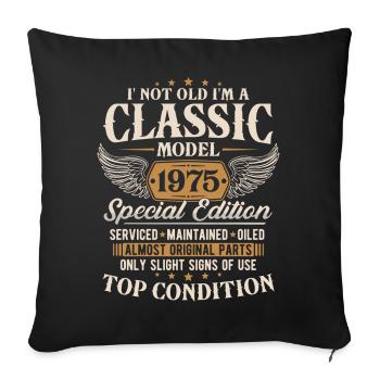Cadeau d’anniversaire classique 1975 Vintage - Housse de coussin décorative 45 x 45 cm - noir - Devant