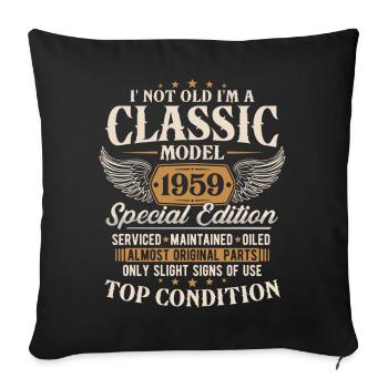 Cadeau d’anniversaire classique 1959 Vintage - Housse de coussin décorative 45 x 45 cm - noir - Devant
