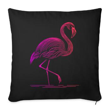 joli dessin flamant rose en style art minimaliste - Housse de coussin décorative 45 x 45 cm - noir - Devant
