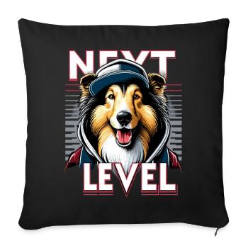 Collie Next Level cool Hip Hop Hund Geschenk - Sofakissenbezug 45 x 45 cm - Schwarz - Vorne