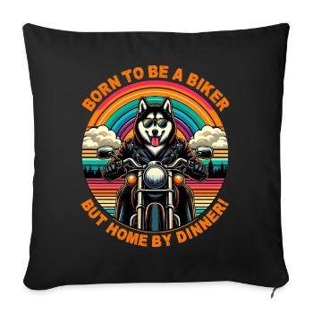 Geboren, um ein Biker zu sein: Husky Rider Adventure - Sofakissenbezug 45 x 45 cm - Schwarz - Vorne