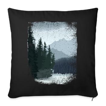 dark forest and mountains with frayed edge - Sofa pillowcase 17,3'' x 17,3'' (45 x 45 cm) - black - Front
