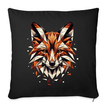 Motif polygonal coloré et géométrique de tête de renard - Housse de coussin décorative 45 x 45 cm - noir - Devant