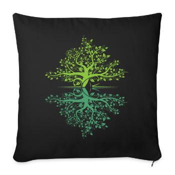 Arbre Réflexion Forêt Protection de la nature Logo extérieur - Housse de coussin décorative 45 x 45 cm - noir - Devant