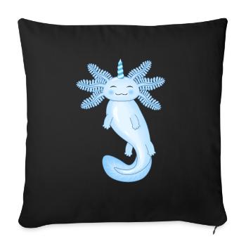 Blauer Axolotl - Sofakissenbezug 45 x 45 cm - Schwarz - Vorne