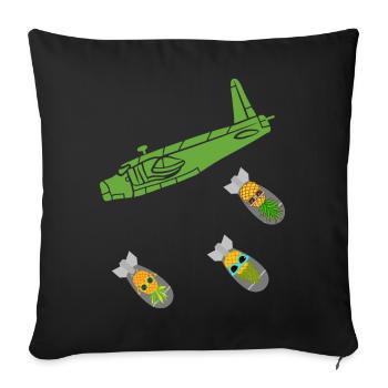 Green Pineapple Bomb Plane - Sofa pillowcase 17,3'' x 17,3'' (45 x 45 cm) - black - Front