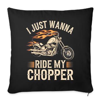Flaming Chopper Motorcycle - Sofa pillowcase 17,3'' x 17,3'' (45 x 45 cm) - black - Front