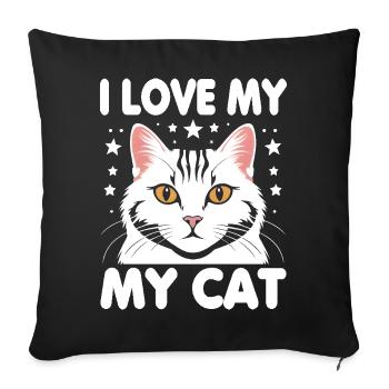 I love my cat - Sofa pillowcase 17,3'' x 17,3'' (45 x 45 cm) - black - Front