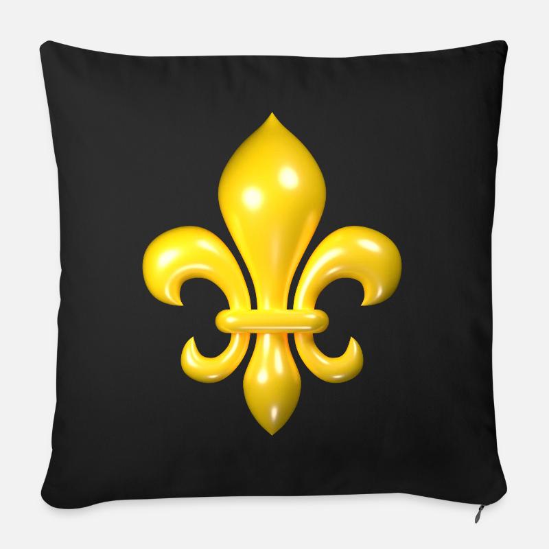 Gelbe Fleur de Lys - Sofakissenbezug 45 x 45 cm - Schwarz