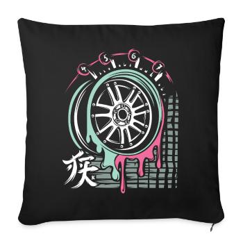 JDM Drift Rim – Tuning & Racing Art - Sofa pillowcase 17,3'' x 17,3'' (45 x 45 cm) - black - Front
