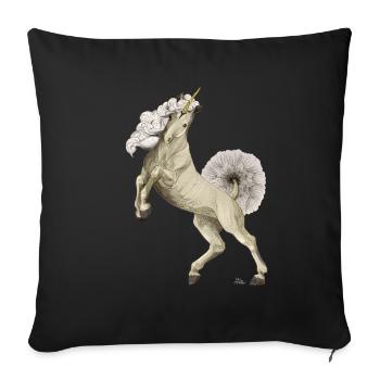 Licorne avec queue et crinière en pissenlit - Housse de coussin décorative 45 x 45 cm - noir - Devant