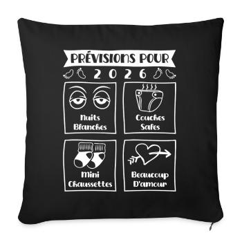 Predictions for 2026, future mama, future dad - Sofa pillowcase 17,3'' x 17,3'' (45 x 45 cm) - black - Front