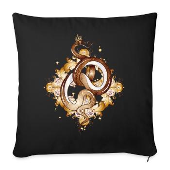 Serpent avec couronne – symbole plein de grâce et de puissance - Housse de coussin décorative 45 x 45 cm - noir - Devant