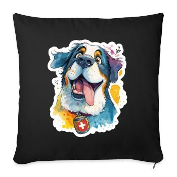 Saint-Bernard suisse majestueux - Housse de coussin décorative 45 x 45 cm - noir - Devant