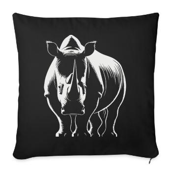Strong Rhino – Wildlife Illustration - Sofa pillowcase 17,3'' x 17,3'' (45 x 45 cm) - black - Front