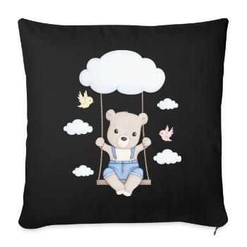 little cute bear on swing - Sofa pillowcase 17,3'' x 17,3'' (45 x 45 cm) - black - Front