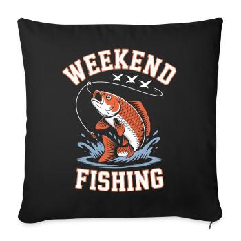 Weekend Fishing Splash T-shirt Design - Sofa pillowcase 17,3'' x 17,3'' (45 x 45 cm) - black - Front