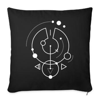 Weißes geometrisches Symbol - Sofakissenbezug 45 x 45 cm - Schwarz - Vorne