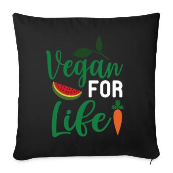 Végétalien pour la vie - Housse de coussin décorative 45 x 45 cm - noir - Devant
