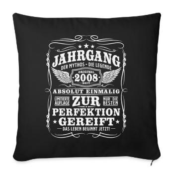 Jahrgang_2008_geboren_Geburtstag_Geschenk - Housse de coussin décorative 45 x 45 cm - noir - Devant