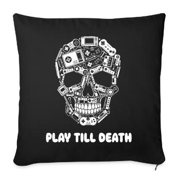 Play Till Death Schädel aus Controllern - Sofakissenbezug 45 x 45 cm - Schwarz - Vorne